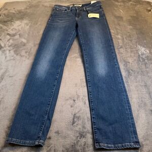 Levis Premium 314 Shaping Straight Jeans Womens 26x30 Medium Wash Blue Stretch